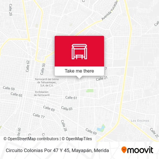 Mapa de Circuito Colonias Por 47 Y 45, Mayapán