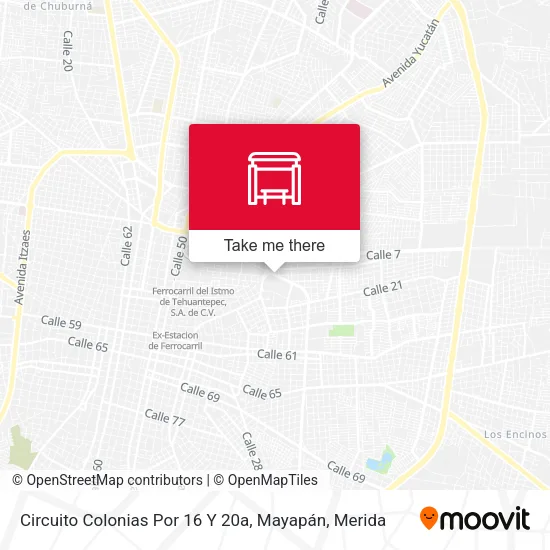 Mapa de Circuito Colonias Por 16 Y 20a, Mayapán