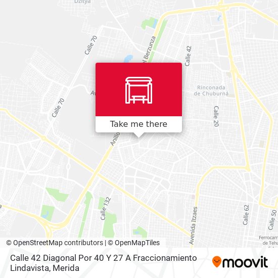 Calle 42 Diagonal Por 40 Y 27 A Fraccionamiento Lindavista map