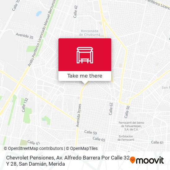 Chevrolet Pensiones, Av. Alfredo Barrera Por Calle 32 Y 28, San Damián map