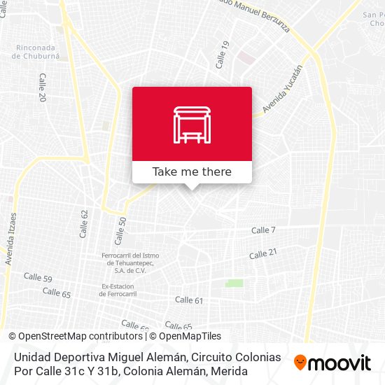 Mapa de Unidad Deportiva Miguel Alemán, Circuito Colonias Por Calle 31c Y 31b, Colonia Alemán