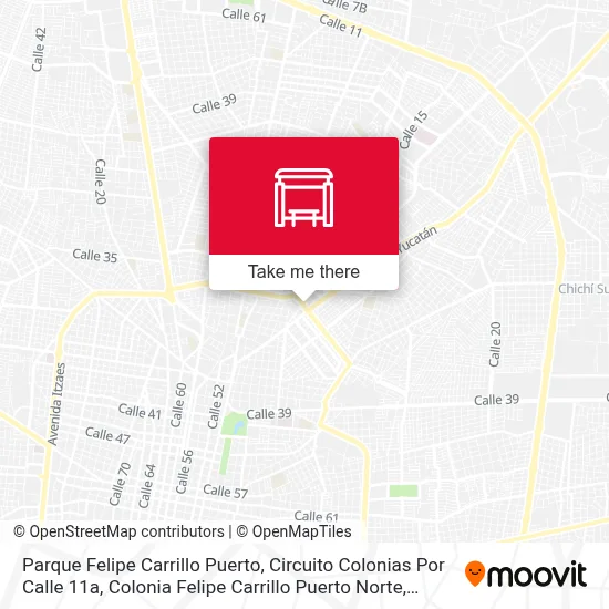 Parque Felipe Carrillo Puerto, Circuito Colonias Por Calle 11a, Colonia Felipe Carrillo Puerto Norte map
