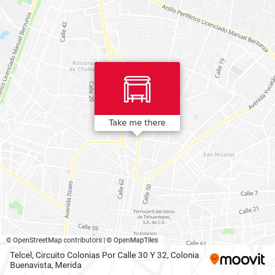 Telcel, Circuito Colonias Por Calle 30 Y 32, Colonia Buenavista map