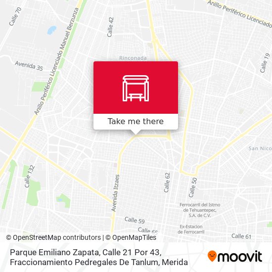 Parque Emiliano Zapata, Calle 21 Por 43, Fraccionamiento Pedregales De Tanlum map