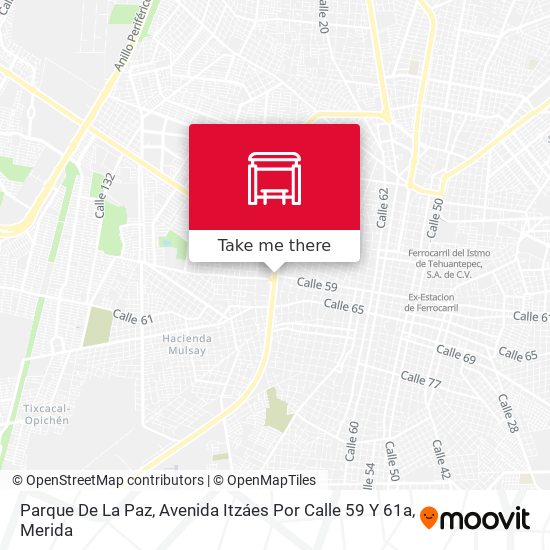Parque De La Paz, Avenida Itzáes Por Calle 59 Y 61a map