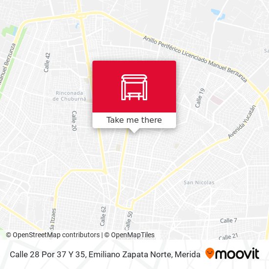 Mapa de Calle 28 Por 37 Y 35, Emiliano Zapata Norte