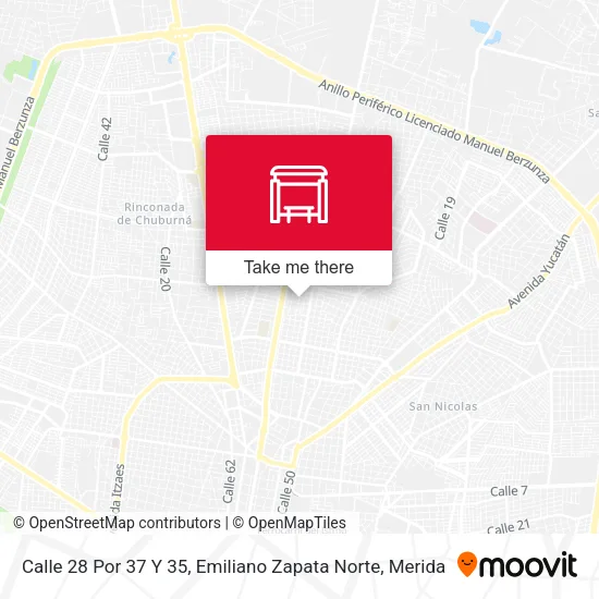 Calle 28 Por 37 Y 35, Emiliano Zapata Norte map