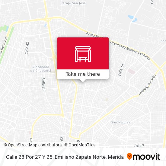 Calle 28 Por 27 Y 25, Emiliano Zapata Norte map