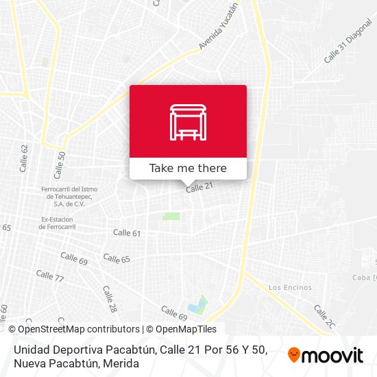 Unidad Deportiva Pacabtún, Calle 21 Por 56 Y 50, Nueva Pacabtún map