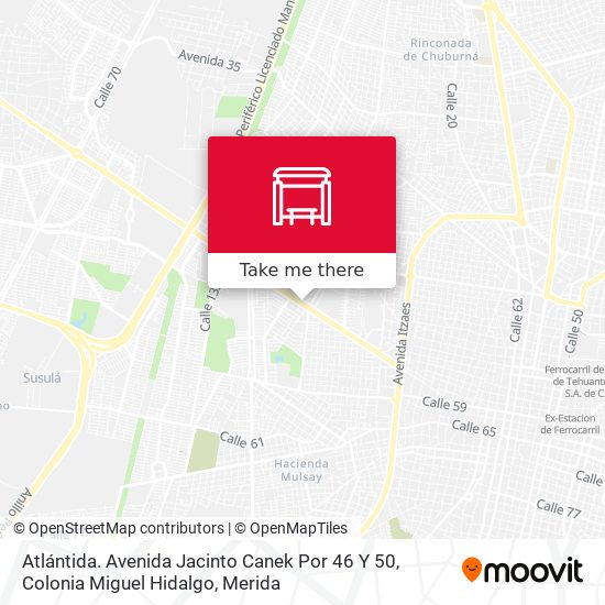 Atlántida. Avenida Jacinto Canek Por 46 Y 50, Colonia Miguel Hidalgo map