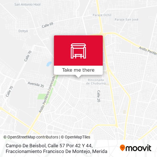 Campo De Beisbol, Calle 57 Por 42 Y 44, Fraccionamiento Francisco De Montejo map