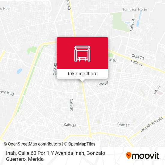 Inah, Calle 60 Por 1 Y Avenida Inah, Gonzalo Guerrero map