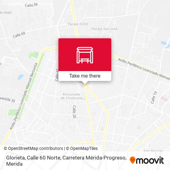 Mapa de Glorieta, Calle 60 Norte, Carretera Mérida-Progreso