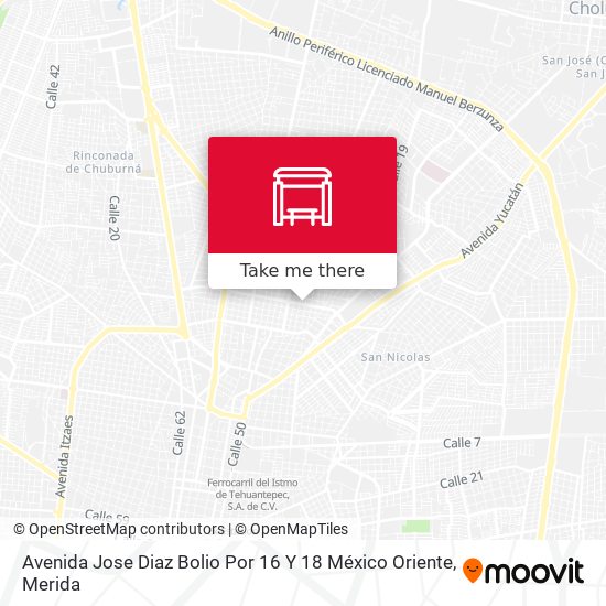 Avenida Jose Diaz Bolio Por 16 Y 18 México Oriente map