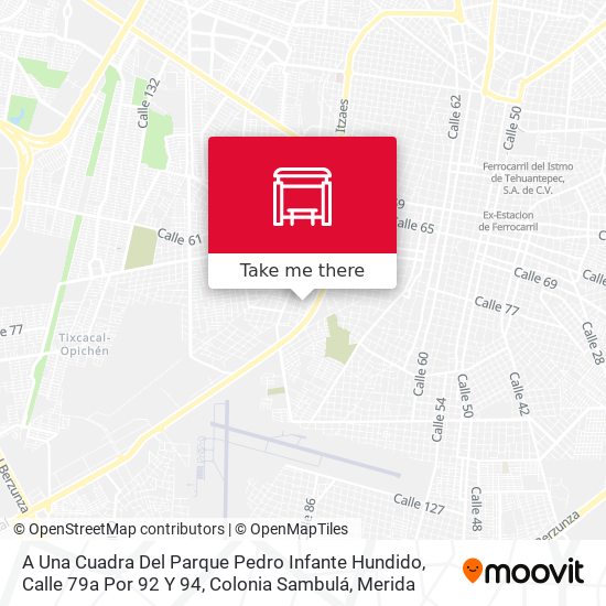 A Una Cuadra Del Parque Pedro Infante Hundido, Calle 79a Por 92 Y 94, Colonia Sambulá map