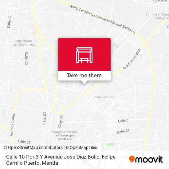 Calle 10 Por 3 Y Avenida Jose Diaz Bolio, Felipe Carrillo Puerto map