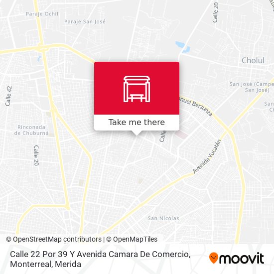 Mapa de Calle 22 Por 39 Y Avenida Camara De Comercio, Monterreal