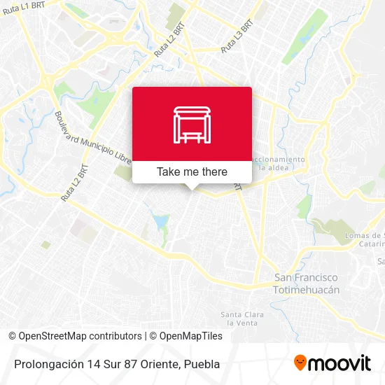 Mapa de Prolongación 14 Sur 87 Oriente