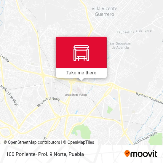 100 Poniente- Prol. 9 Norte map