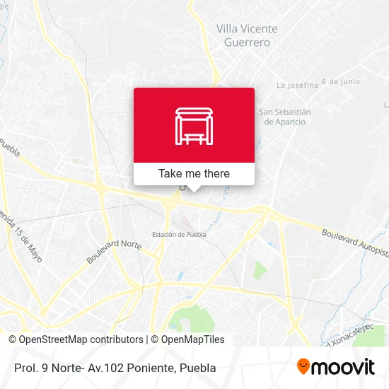 Prol. 9 Norte- Av.102 Poniente map