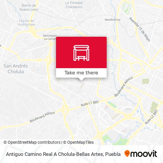 Antiguo Camino Real A Cholula-Bellas Artes map