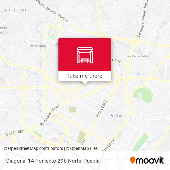 Diagonal 14 Poniente-29b Norte map