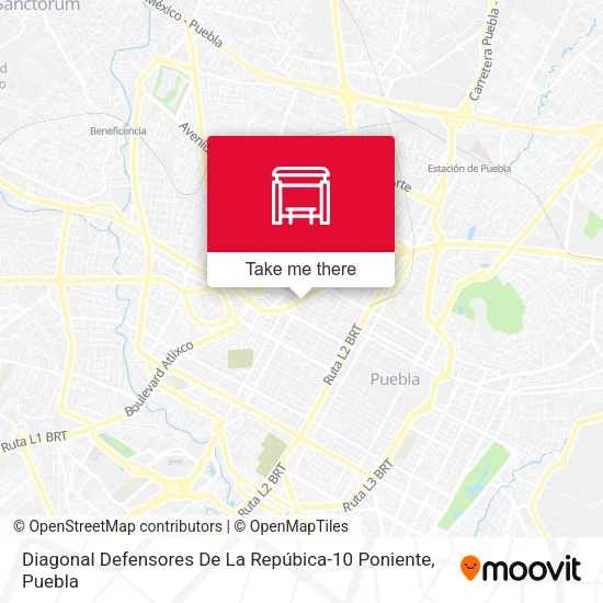 Mapa de Diagonal Defensores De La Repúbica-10 Poniente
