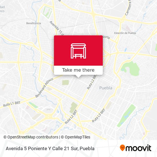 Mapa de Avenida 5 Poniente Y Calle 21 Sur