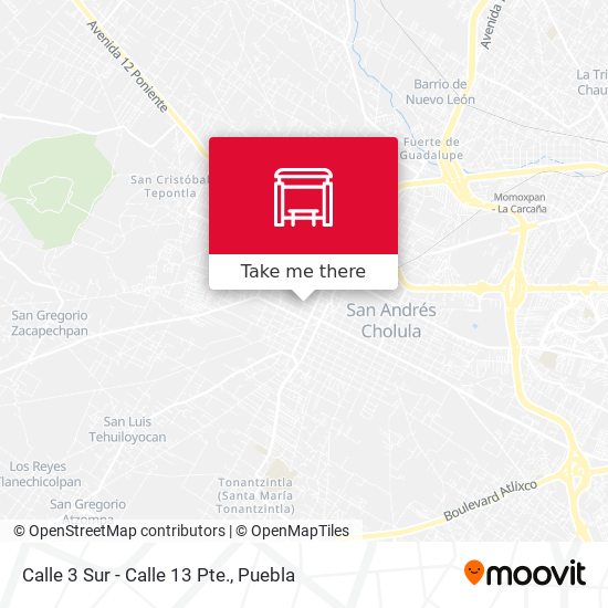 Calle 3 Sur - Calle 13 Pte. map