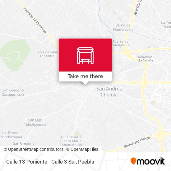 Calle 13 Poniente - Calle 3 Sur map