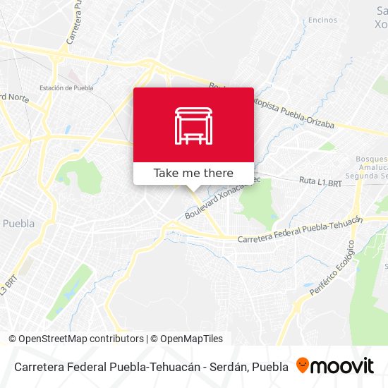 Mapa de Carretera Federal Puebla-Tehuacán - Serdán