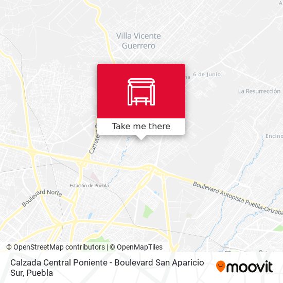 Mapa de Calzada Central Poniente - Boulevard San Aparicio Sur
