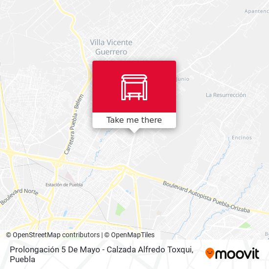 Mapa de Prolongación 5 De Mayo - Calzada Alfredo Toxqui