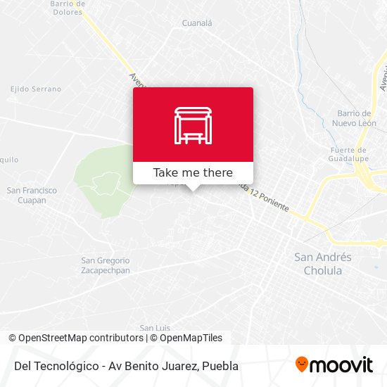 Del Tecnológico - Av Benito Juarez map