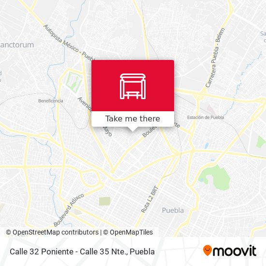 Calle 32 Poniente - Calle 35 Nte. map