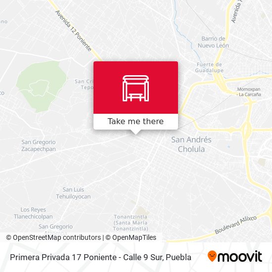 Primera Privada 17 Poniente - Calle 9 Sur map