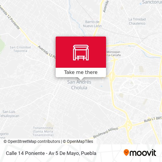 Mapa de Calle 14 Poniente - Av 5 De Mayo