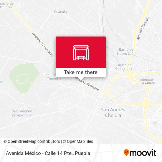 Avenida México - Calle 14 Pte. map