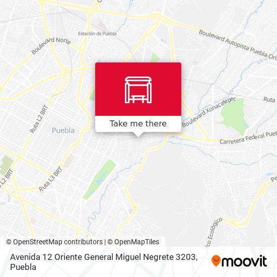 Mapa de Avenida 12 Oriente General Miguel Negrete 3203