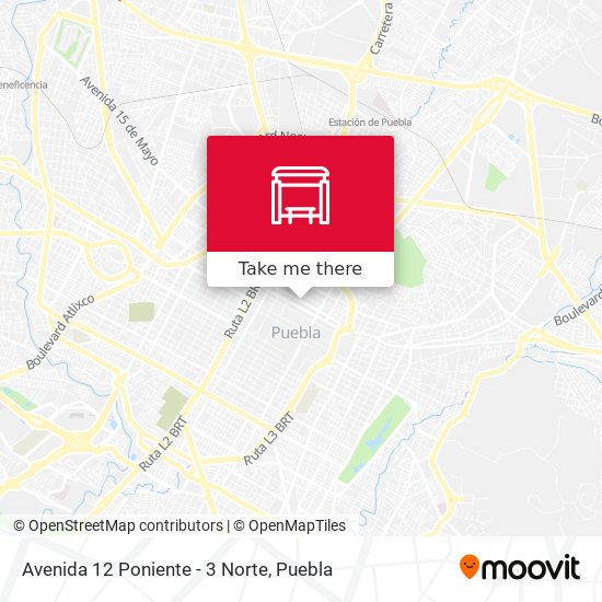 Avenida 12 Poniente - 3 Norte map