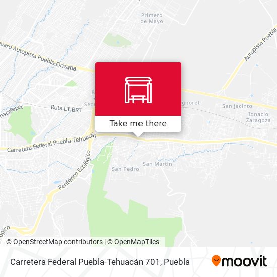 Carretera Federal Puebla-Tehuacán 701 map
