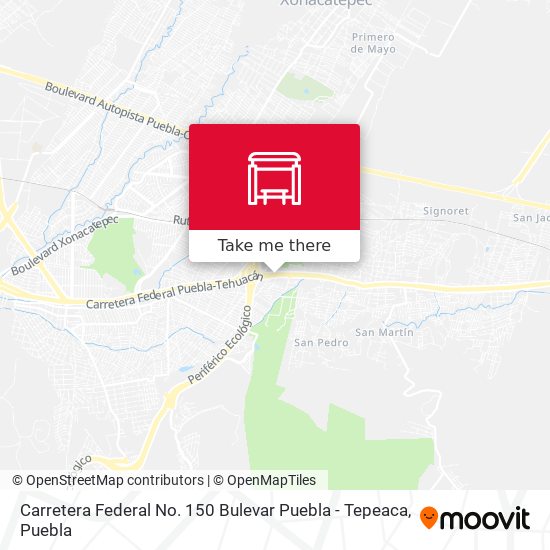 Carretera Federal No. 150 Bulevar Puebla - Tepeaca map