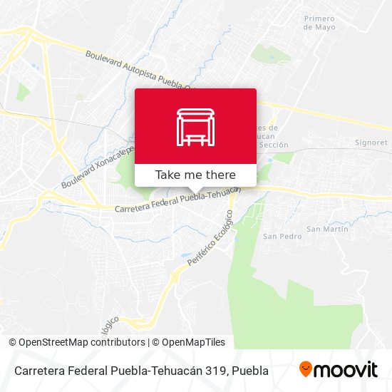 Mapa de Carretera Federal Puebla-Tehuacán 319