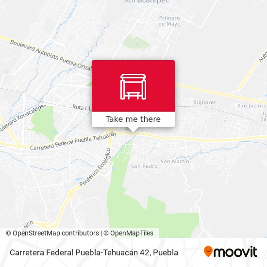 Mapa de Carretera Federal Puebla-Tehuacán 42