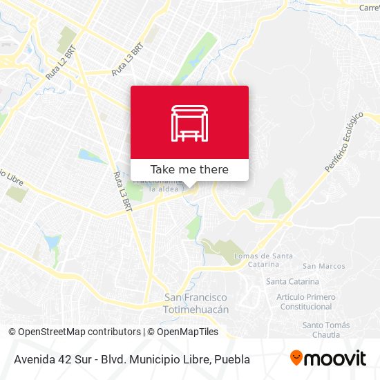 Avenida 42 Sur - Blvd. Municipio Libre map