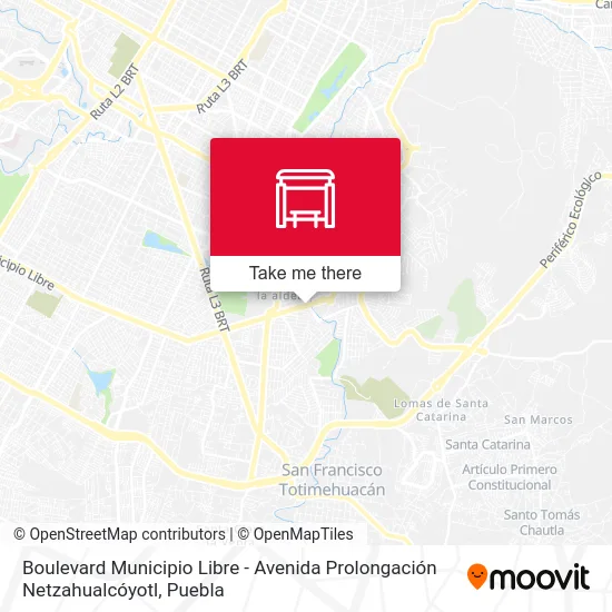 Boulevard Municipio Libre - Avenida Prolongación Netzahualcóyotl map