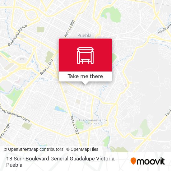 Mapa de 18 Sur - Boulevard General Guadalupe Victoria