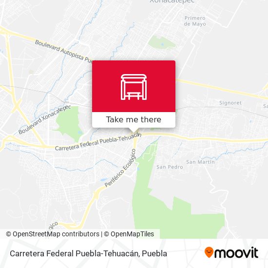 Carretera Federal Puebla-Tehuacán map
