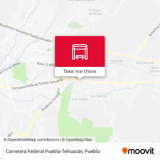 Mapa de Carretera Federal Puebla-Tehuacán