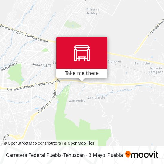 Carretera Federal Puebla-Tehuacán - 3 Mayo map